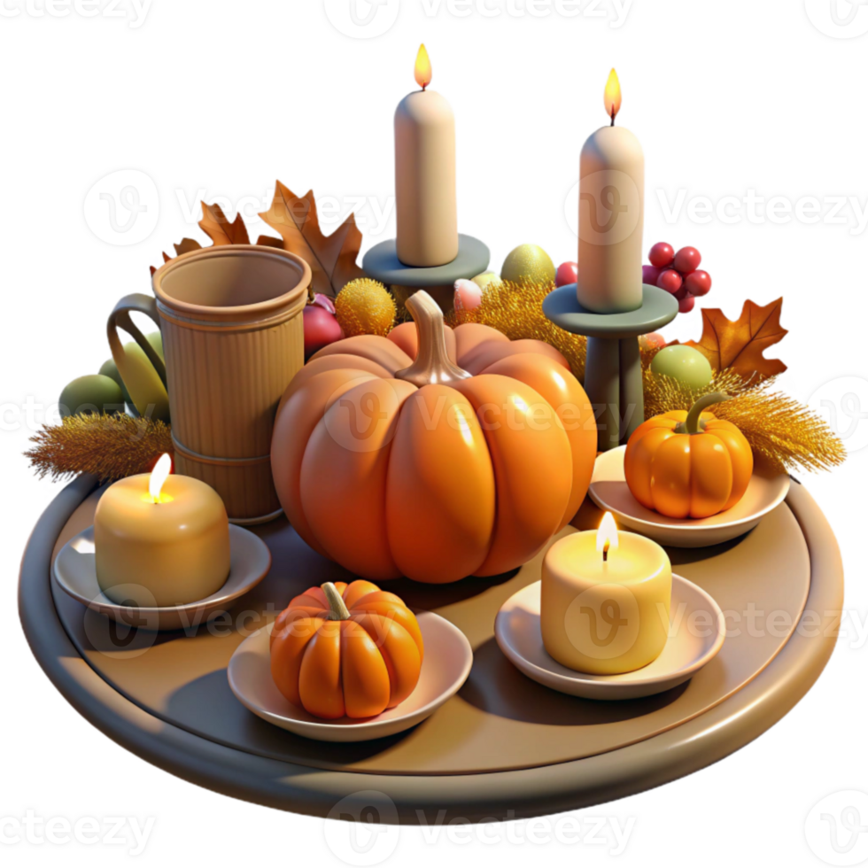 wonderful modern Autumn Harvest Candles, Pumpkins, and Fall Decor detailed png