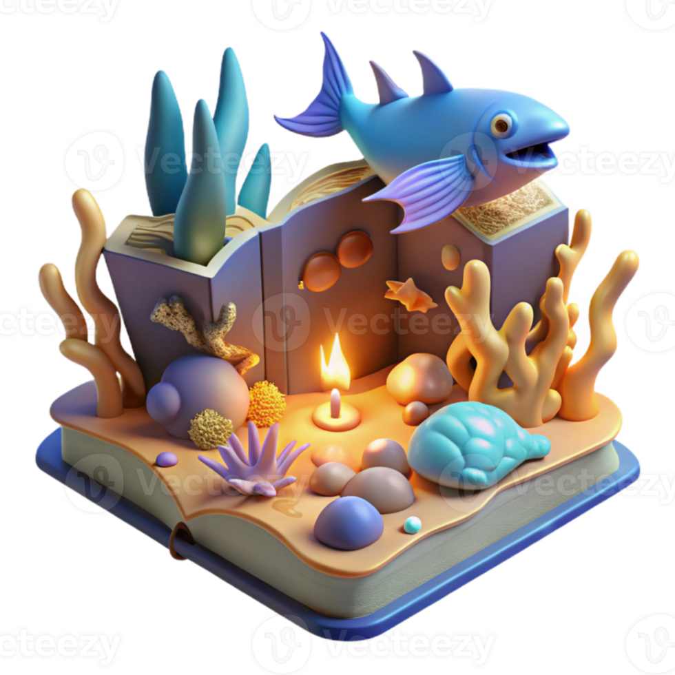 Undersea Book 3D Ocean Scene png