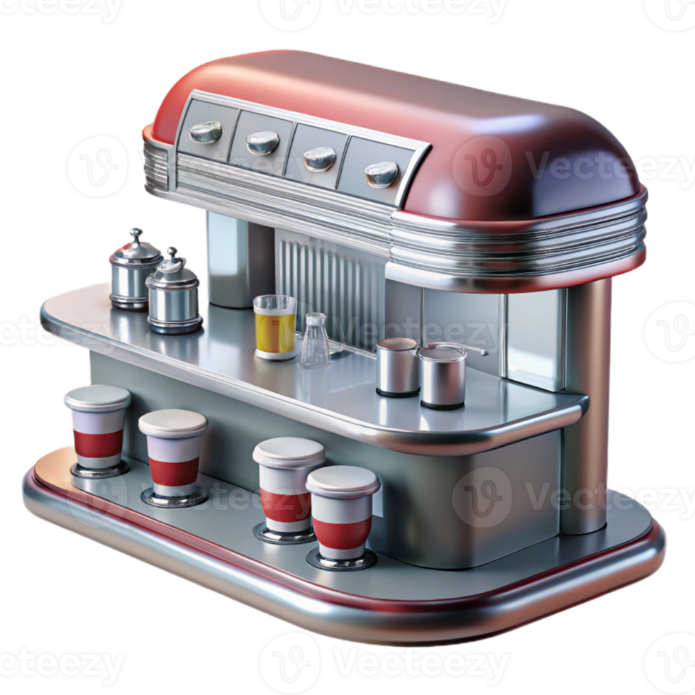 Retro Diner Counter Vintage Soda Shop Design png