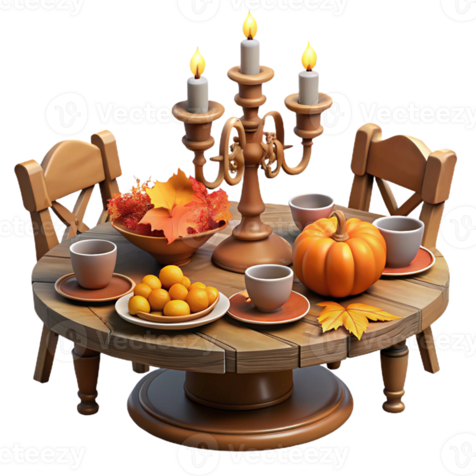 impressive creative Autumn Harvest Table Setting Candles, Pumpkins Fall Leaves professional png