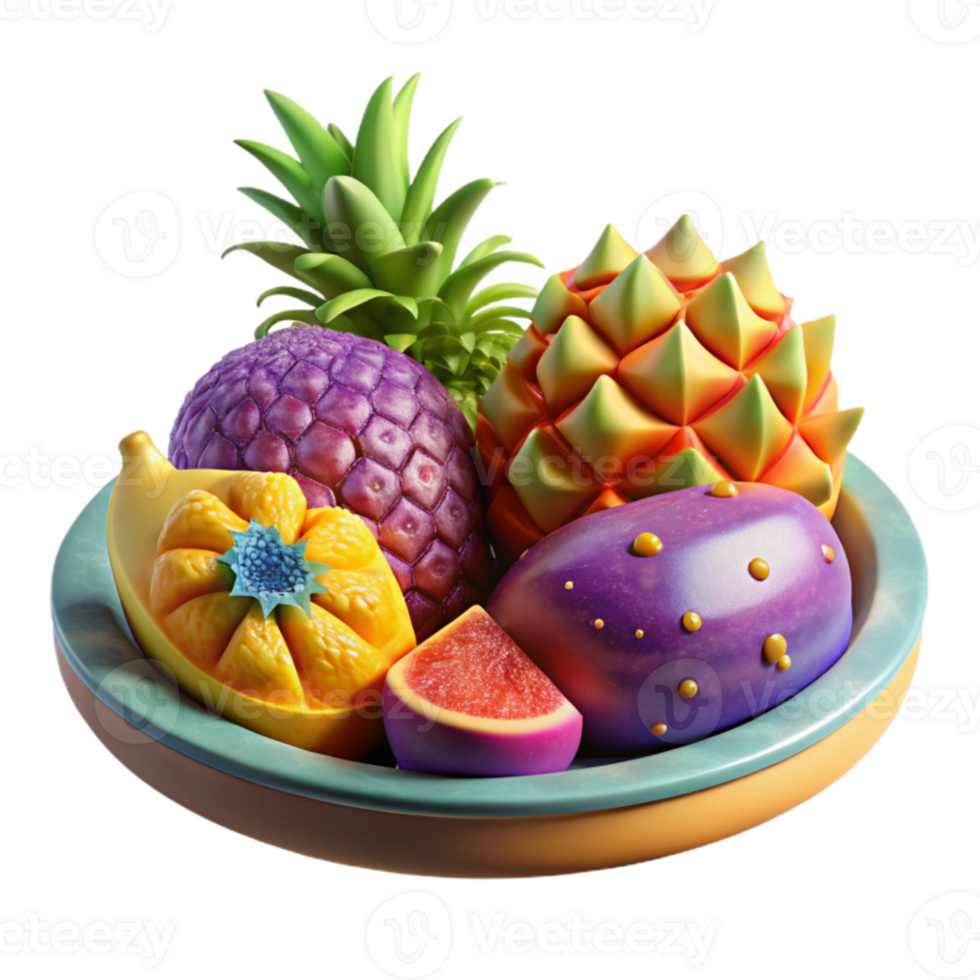 extraordinary vintage Vibrant Fruit Bowl Pineapple, Fig, and More original png
