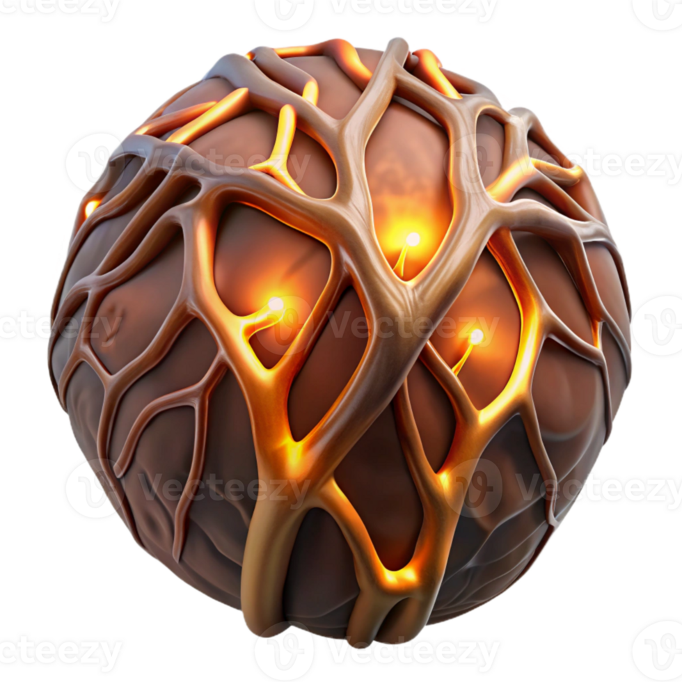 extraordinary creative Glowing Orb Abstract 3D Render of Intricate Network 4K png
