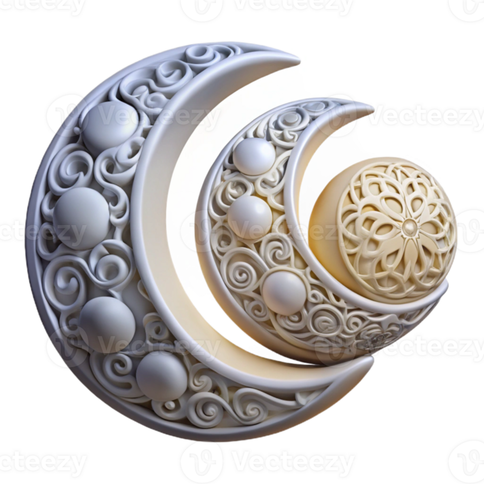 serene contemporary Crescent Moon Ornament Intricate 3D Design exclusive png