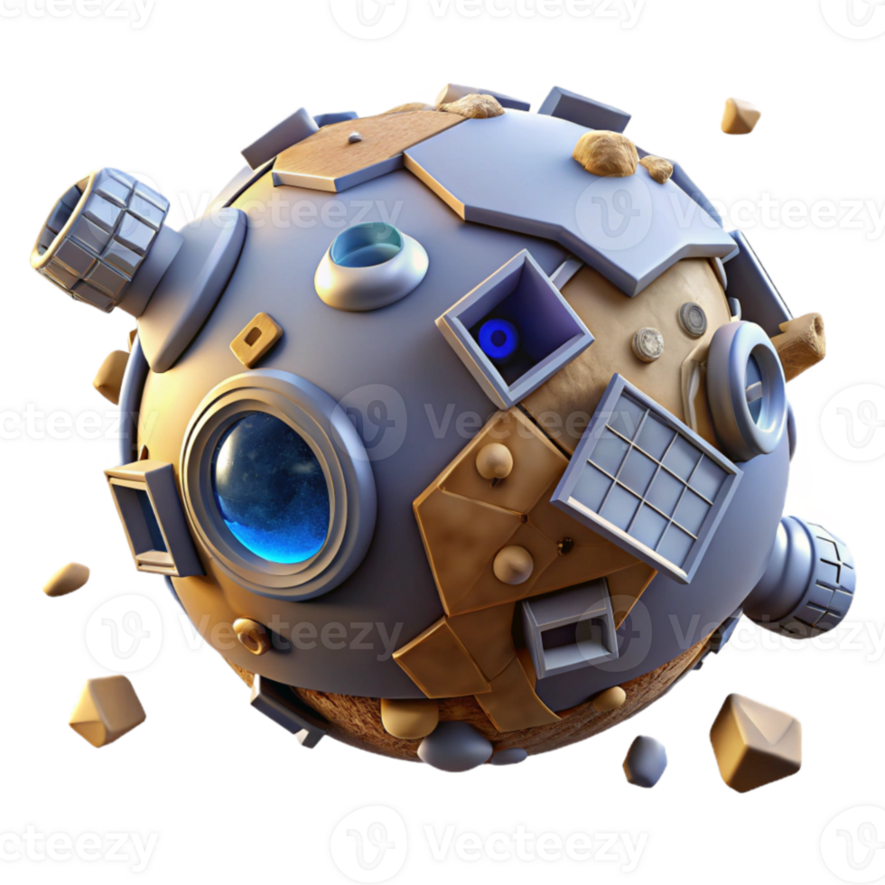 stunning creative Spacecraft Debris Sphere A 3D Render genuine png
