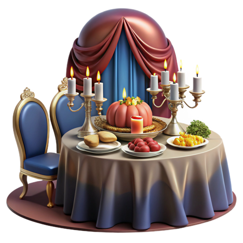 dramatic creative Romantic Candlelit Dinner Table Setting high quality png