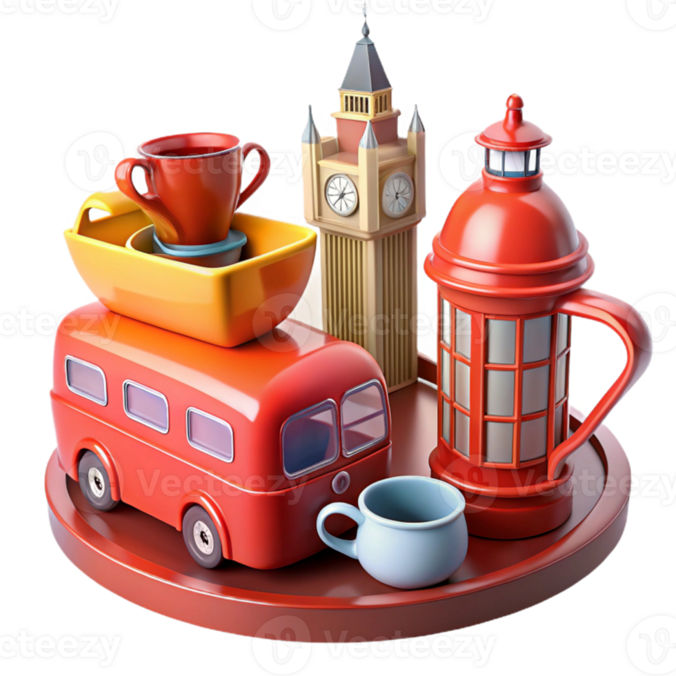 wonderful abstract Charming Cityscape Iconic Landmarks Tea Time exclusive png