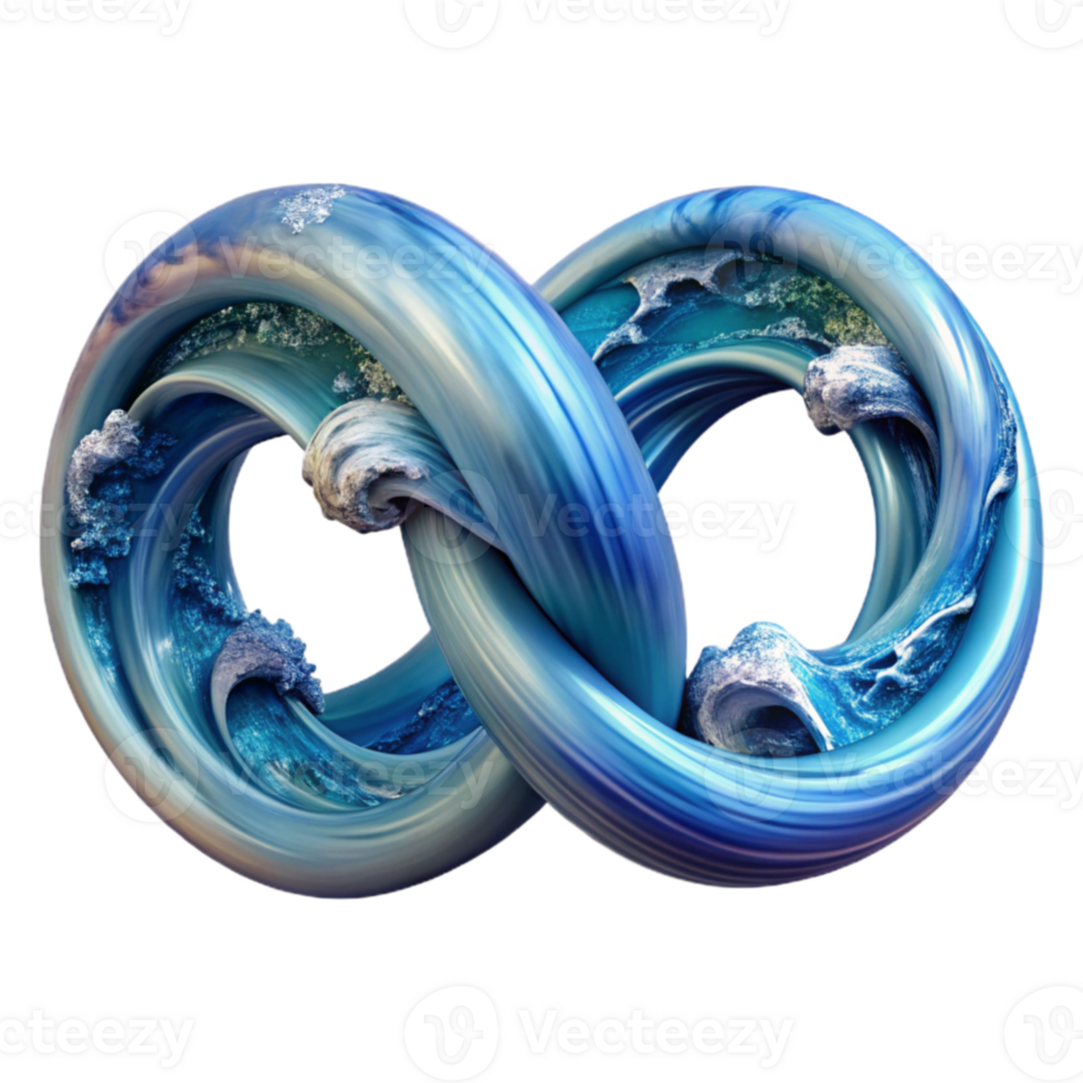 beautiful artistic Ocean Waves Infinity Knot Abstract 3D Render high resolution png