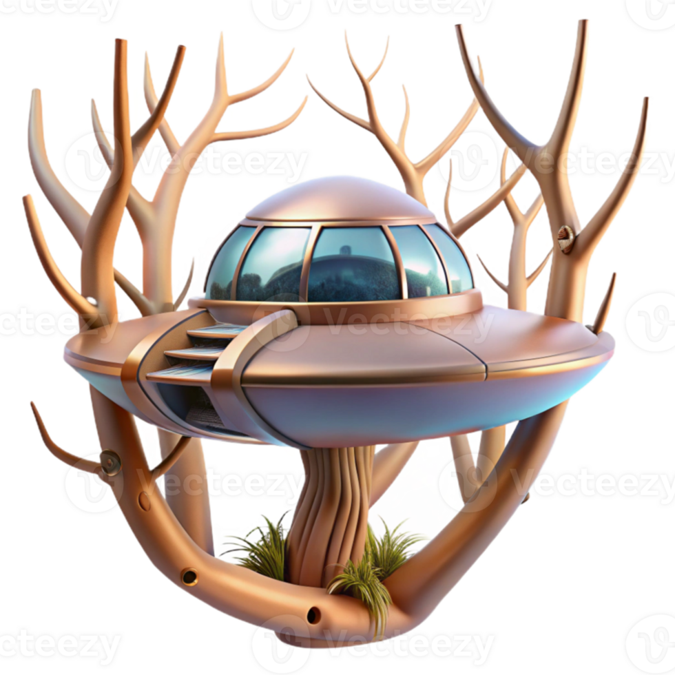 elegant rustic UFO Treehouse Futuristic Abode in Nature exclusive png