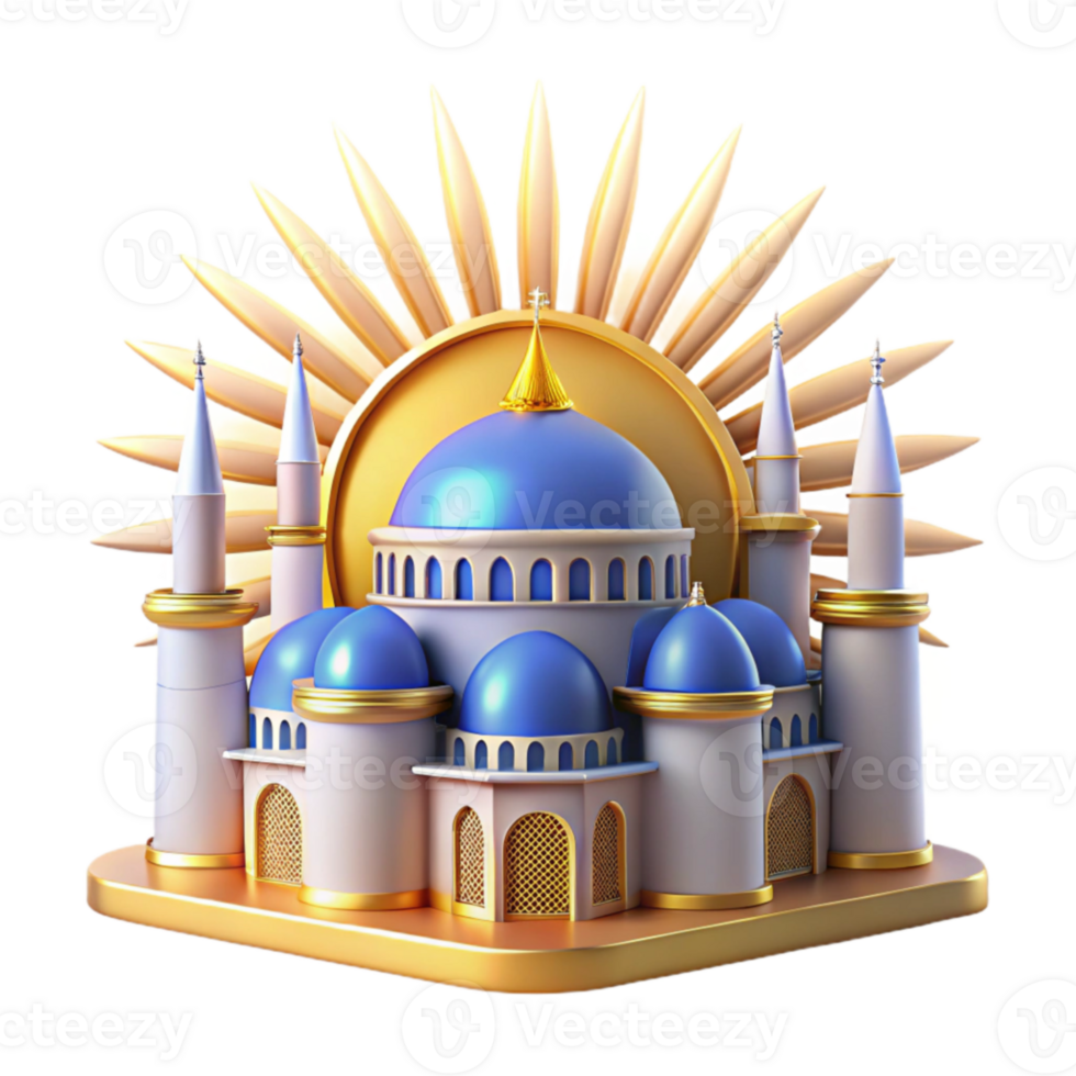 extraordinary creative Radiant Mosque 3D Render of Architectural Design genuine png