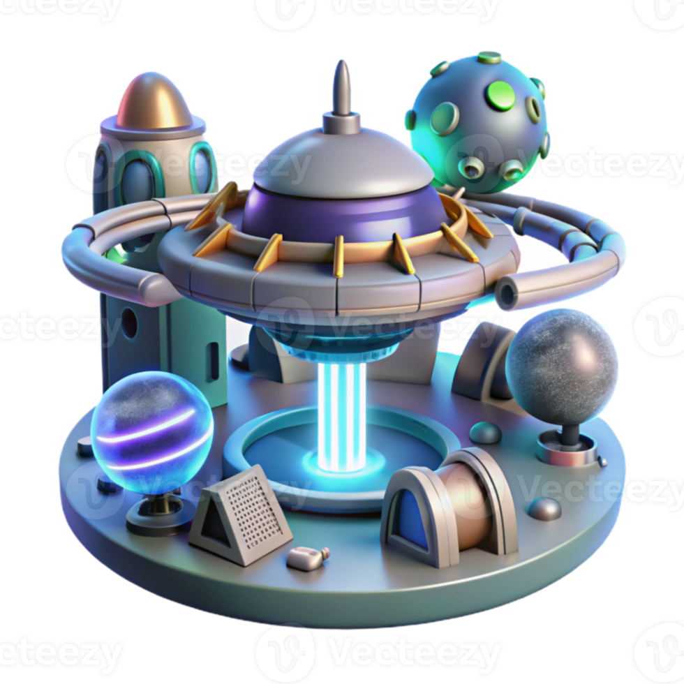 Futuristic Space Station 3D Render png