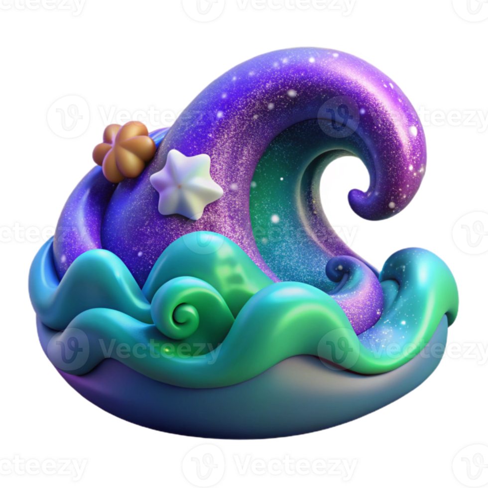 Cosmic Wave Dessert 3D Render of Whimsical Ocean Treat png