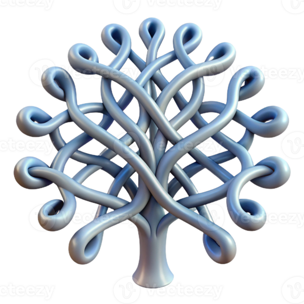 magnificent minimalist Intricate Knotted Tree Design 3D Render high quality png