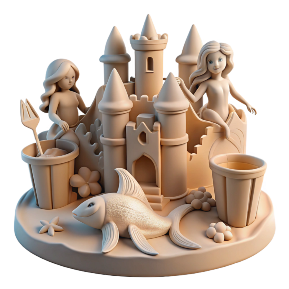 impressive creative Sandcastle Playset with Mermaids and Fish premium png