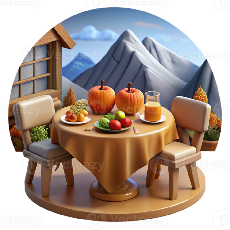 Autumn Harvest Table Setting Mountain View png