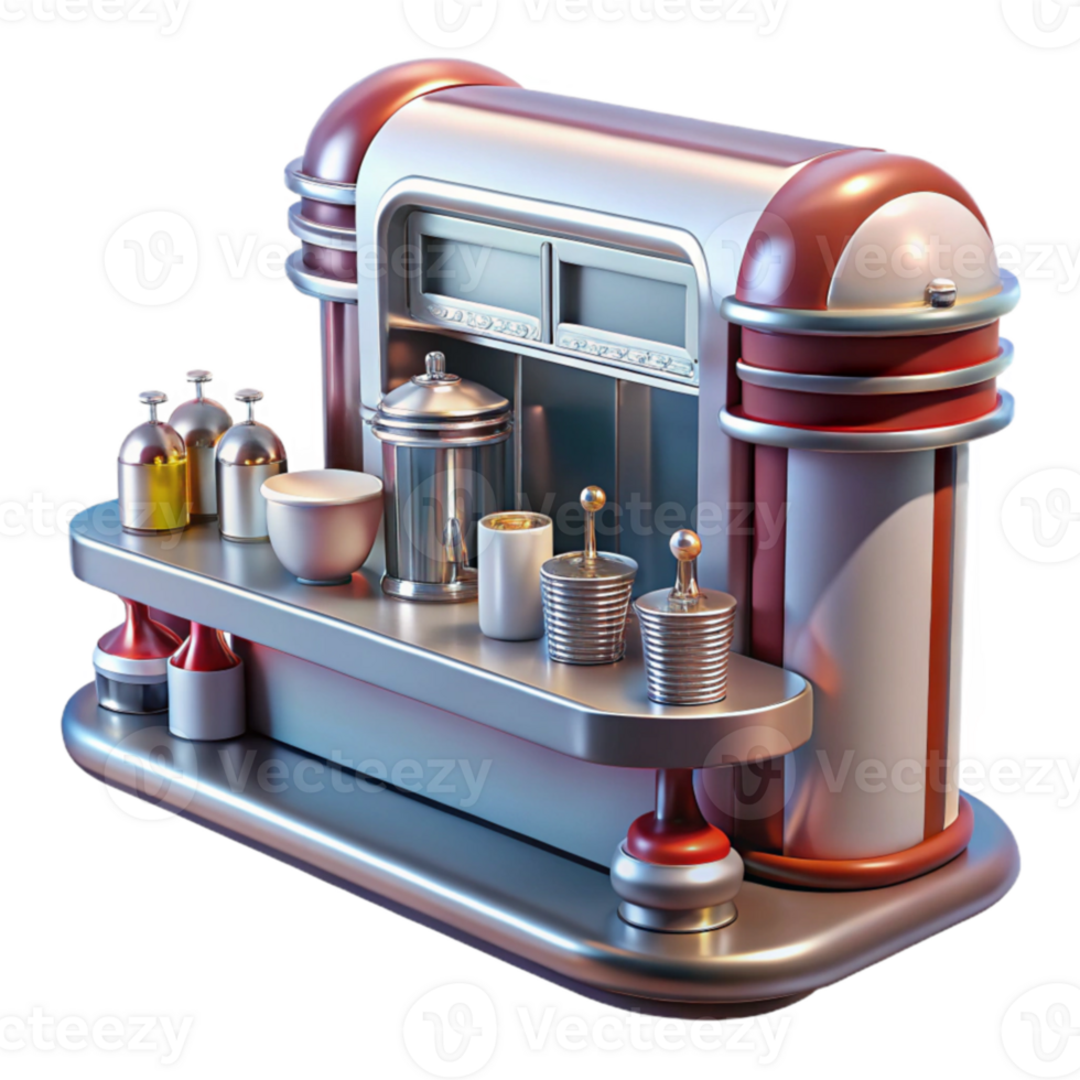 Retro Diner Coffee Bar Vintage Style Coffee Station png