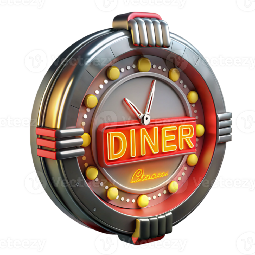 vibrant rustic Retro Diner Clock Vintage Design Wall Decor genuine png