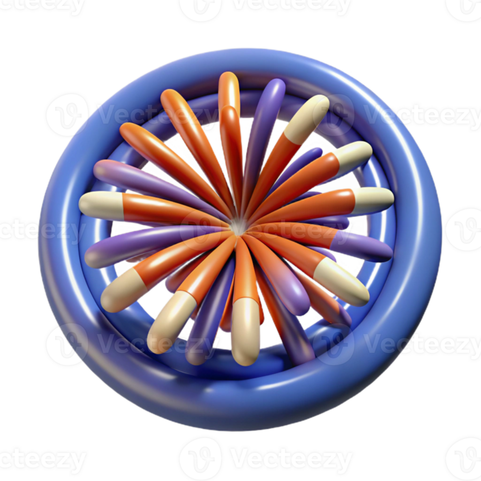 impressive contemporary Abstract 3D Circular Design Orange, Purple, and Beige Capsules high resolution png