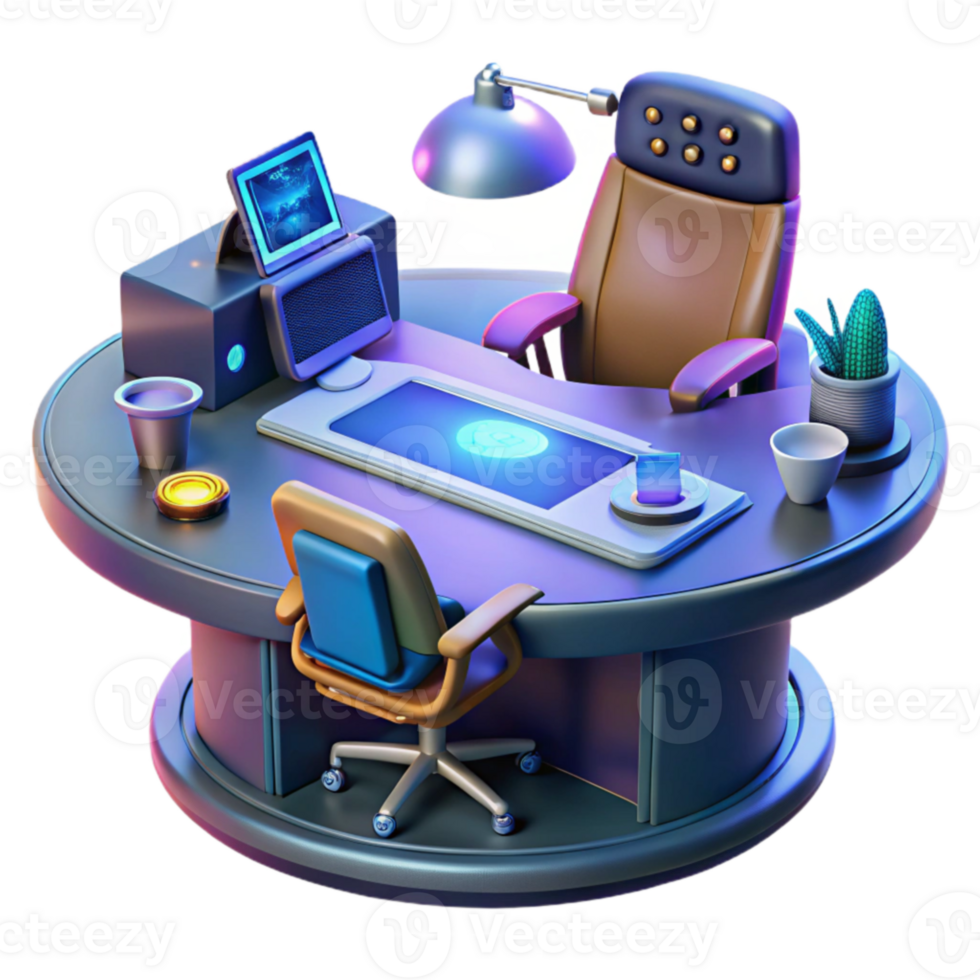 magnificent abstract Modern Office Workspace Setup Desk, Chair, Tech original png