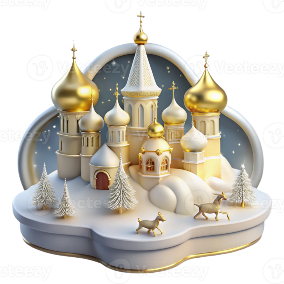magnificent artistic Winter Wonderland Church Festive 3D Render original png