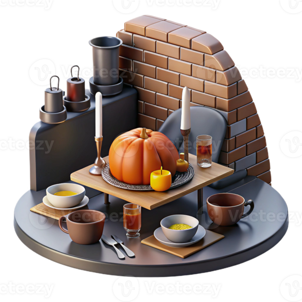 magnificent creative Autumn Harvest Table Setting Cozy Fall Dinner authentic png