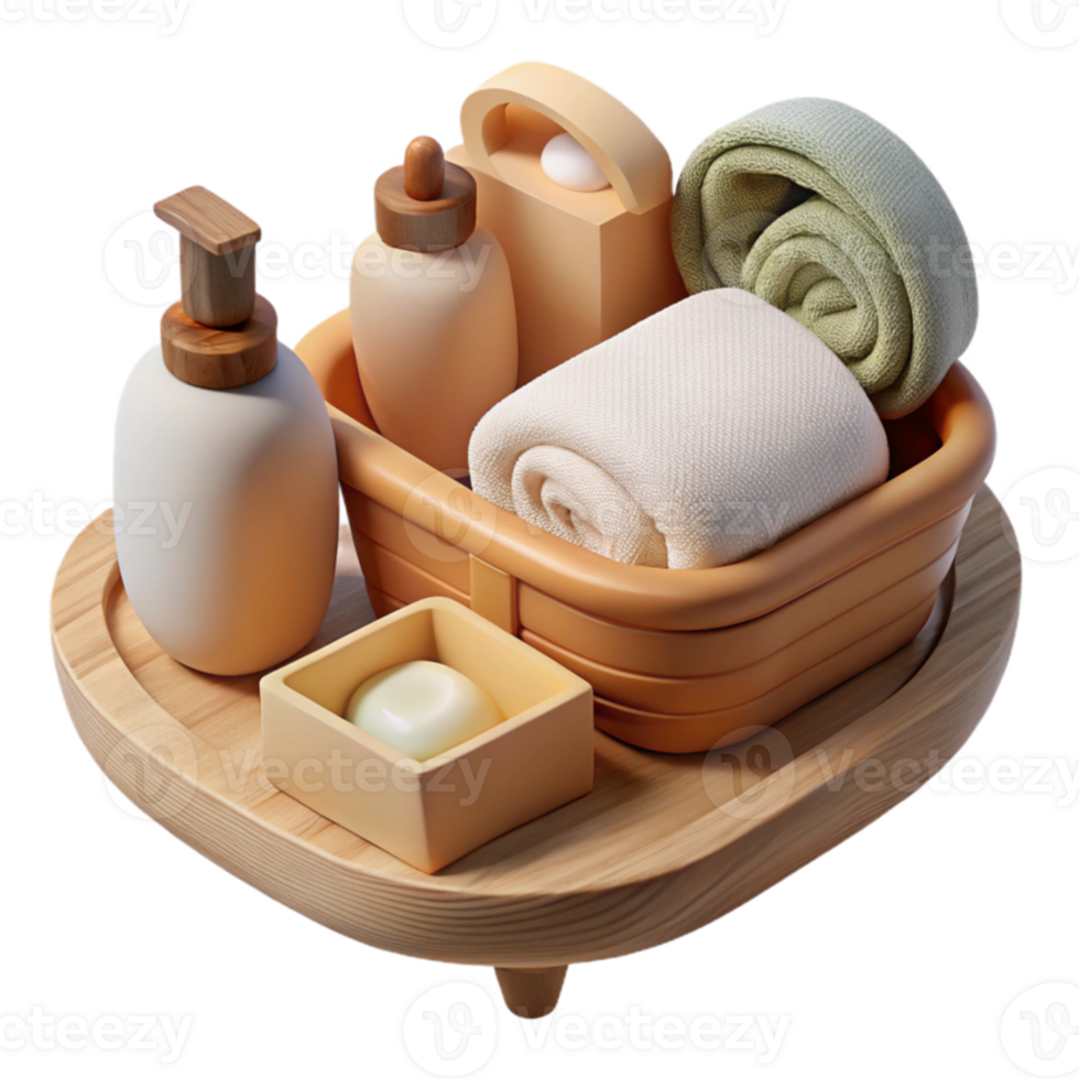 magnificent creative Spa Day Essentials Towels, Soap, and Bottles detailed png