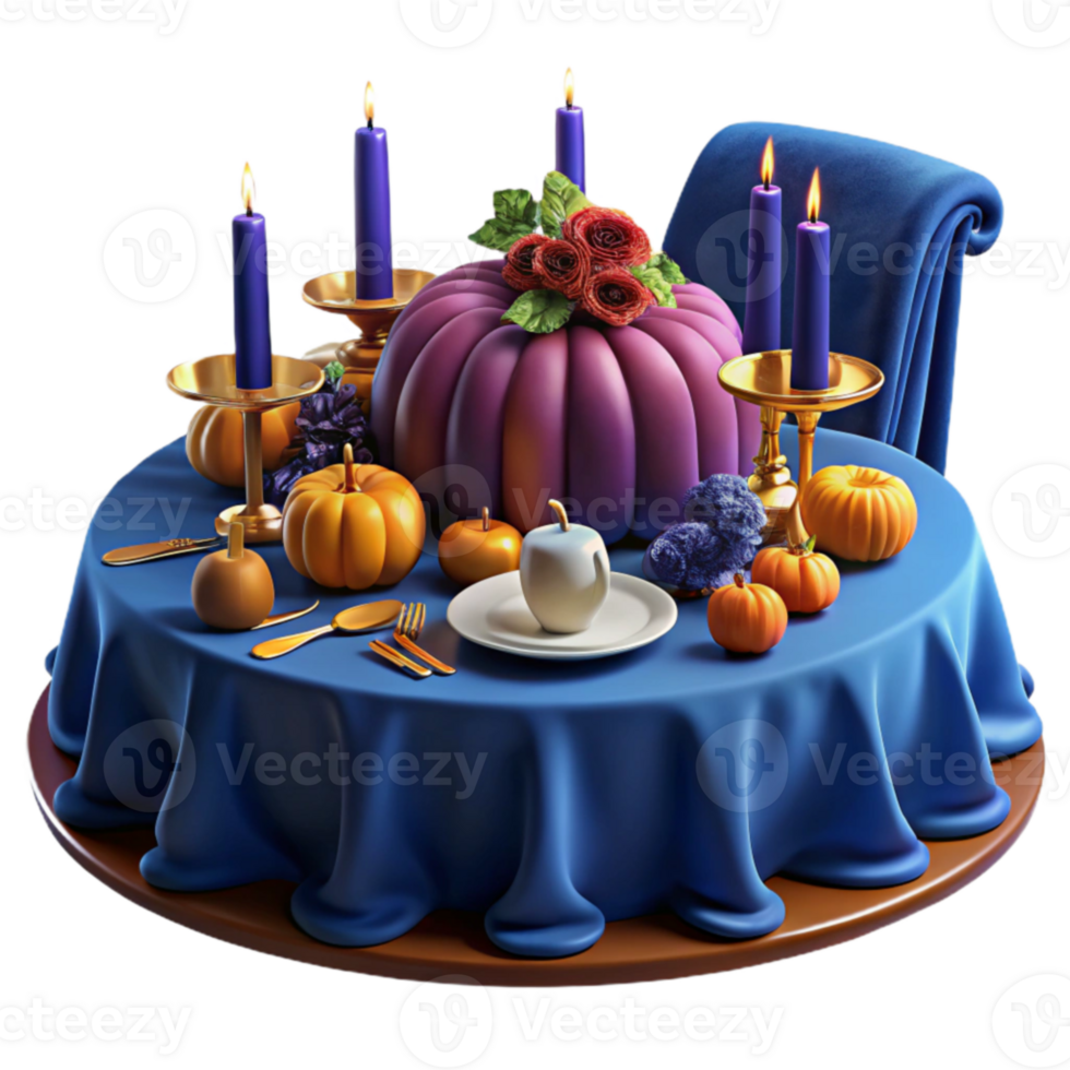 extraordinary creative Autumn Harvest Table Setting Pumpkins, Candles, and Fall Decor high quality png