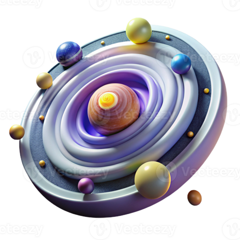 impressive classic Abstract Cosmic Orb 3D Render of Planetary System high resolution png