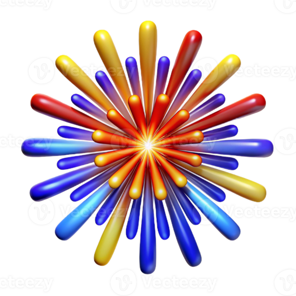 impressive traditional Abstract Colorful Burst Design Radial Symmetry, 3D Render premium png