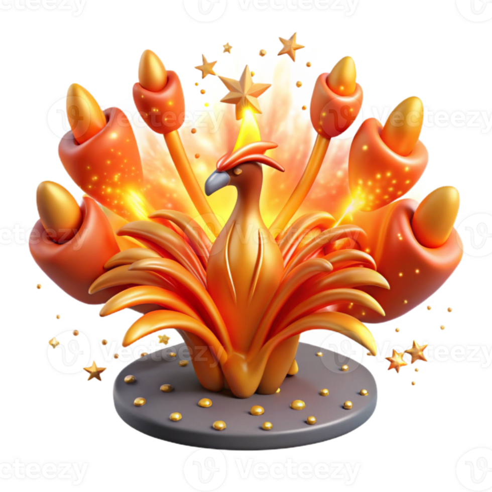 wonderful creative Luminous Phoenix 3D Render of Mythical Bird detailed png