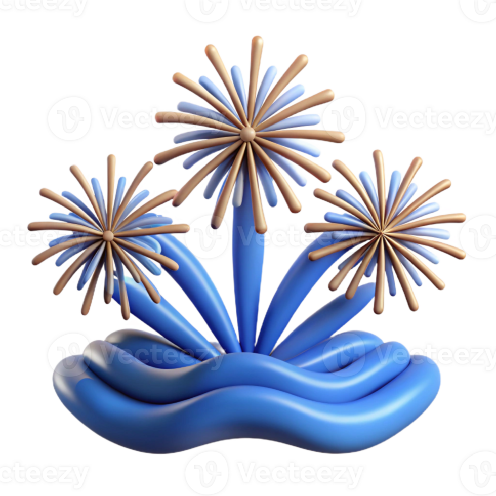 beautiful contemporary Festive Fireworks 3D Render Celebration Design exclusive png