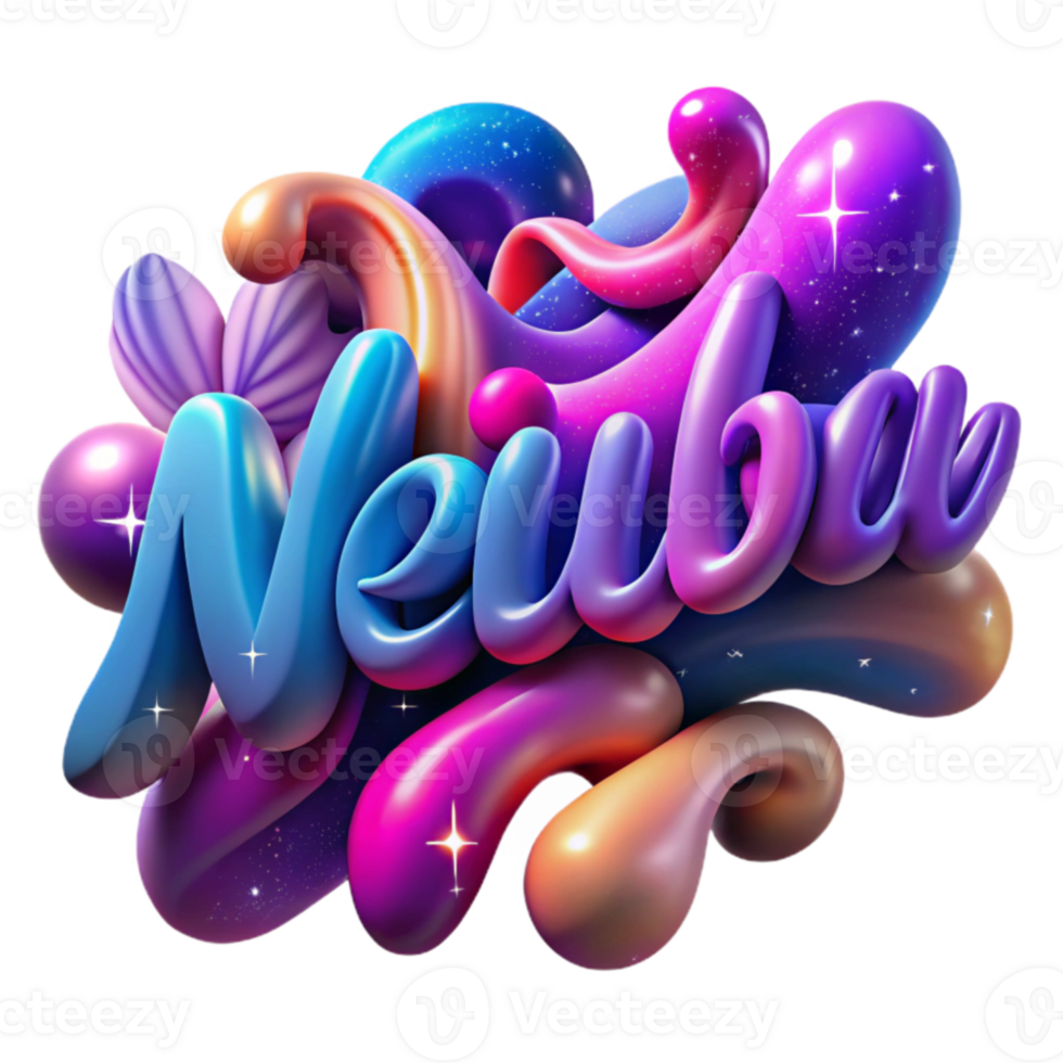 stunning artistic Cosmic 3D Text Art Abstract Design authentic png
