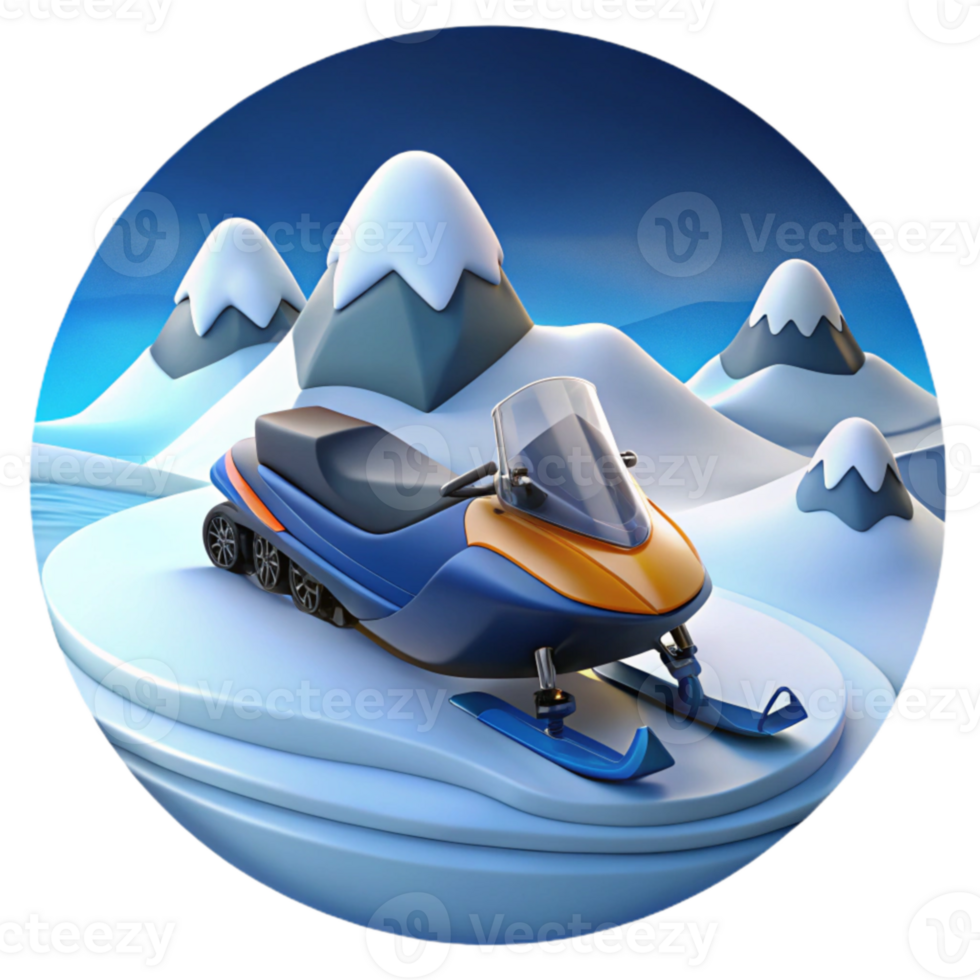 magnificent artistic Snowmobile Adventure Winter Sports in Mountain Scenery original png