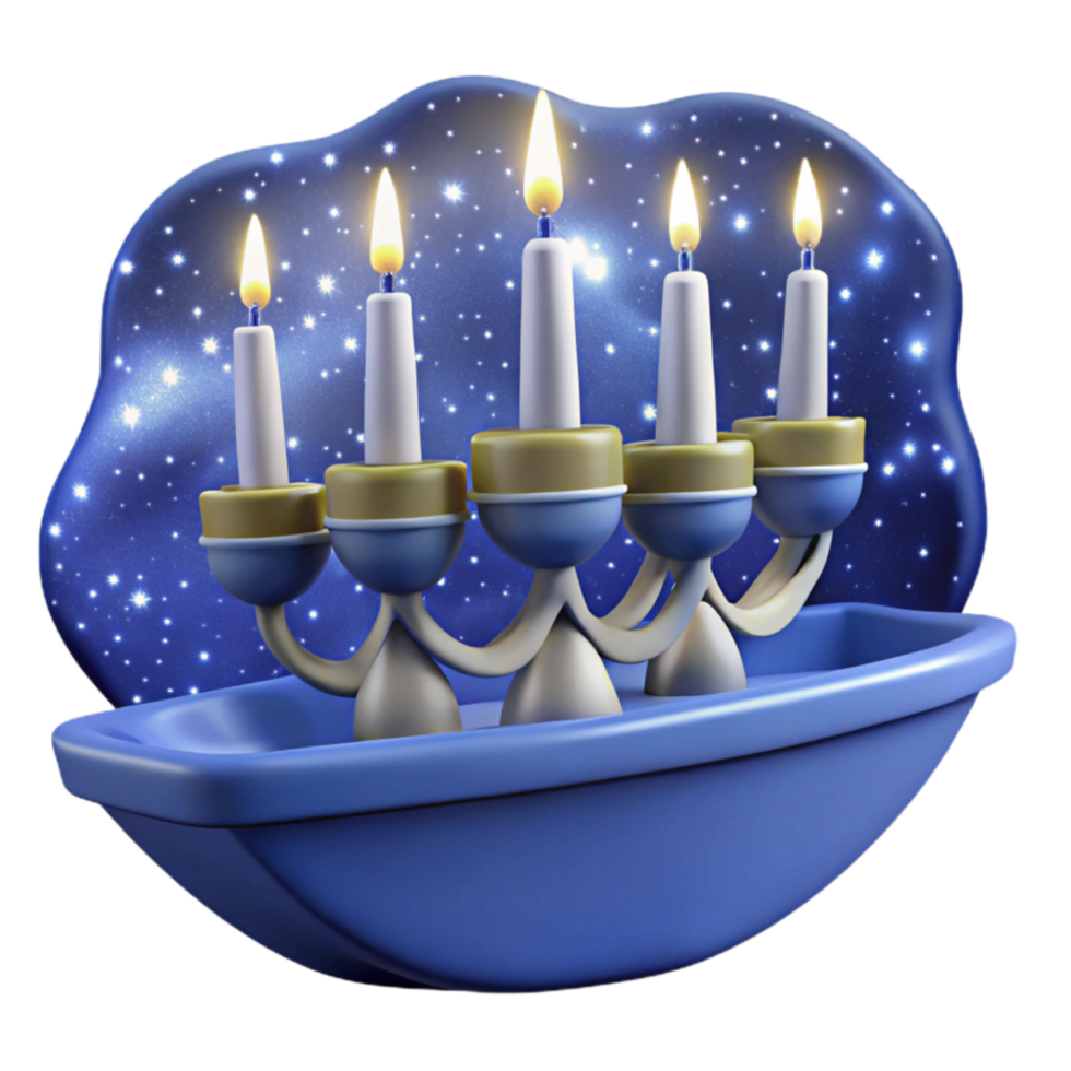 wonderful contemporary Five Candles in a Blue Boat Under a Starry Sky original png