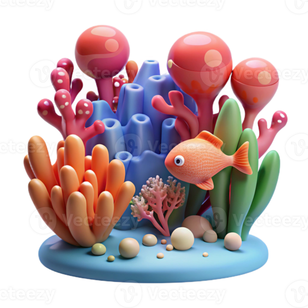 serene contemporary Vibrant Coral Reef 3D Render Underwater Scene authentic png