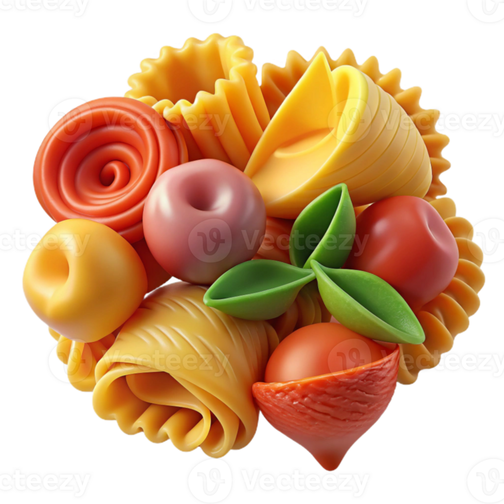 beautiful contemporary Colorful Pasta Vegetable Medley 4K png