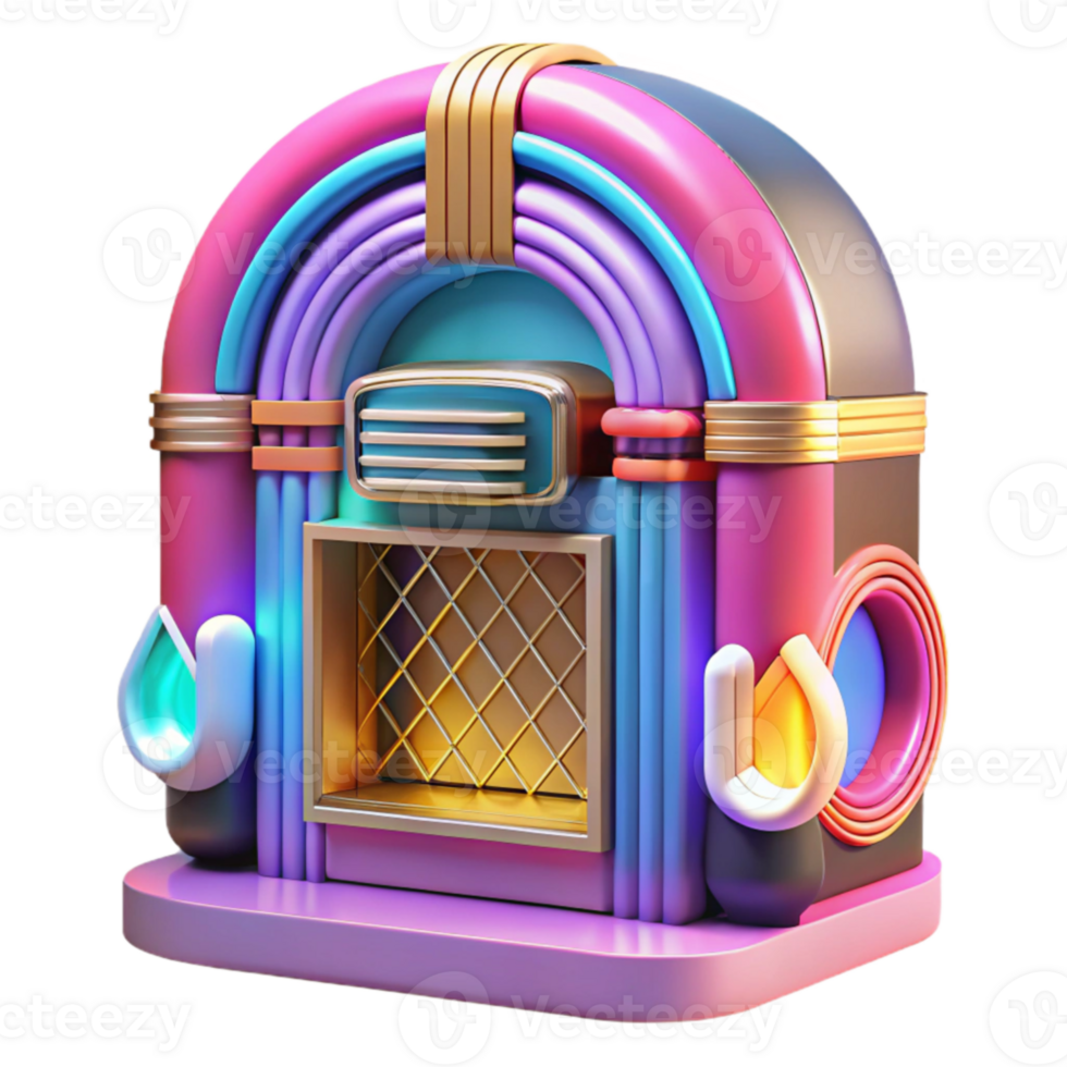 impressive traditional Retro Jukebox Colorful 3D Render of Vintage Music Machine authentic png