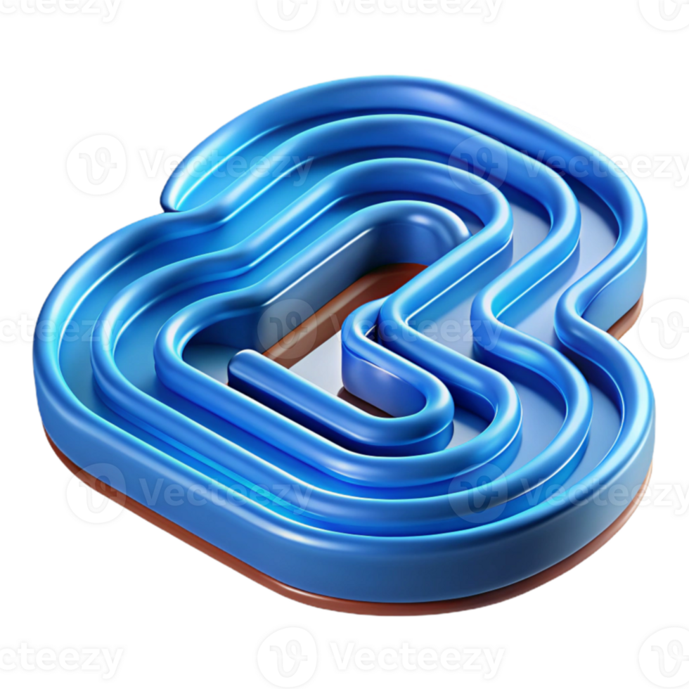 elegant classic Abstract Blue 3D Shape Layered Curves and Swirls high quality png