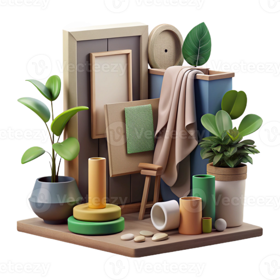 beautiful vintage Modern Home Decor Plants, Cylinders, Canvas original png