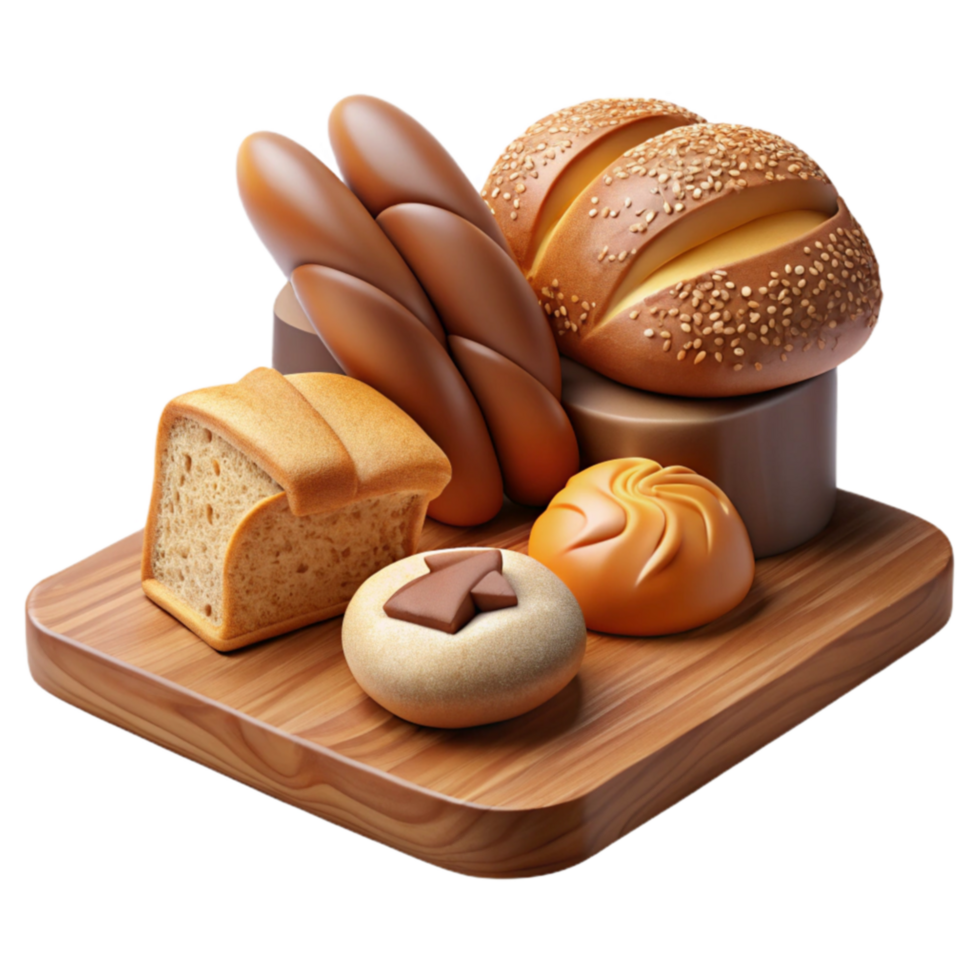 dramatic creative Assorted Baked Goods on Wooden Board authentic png