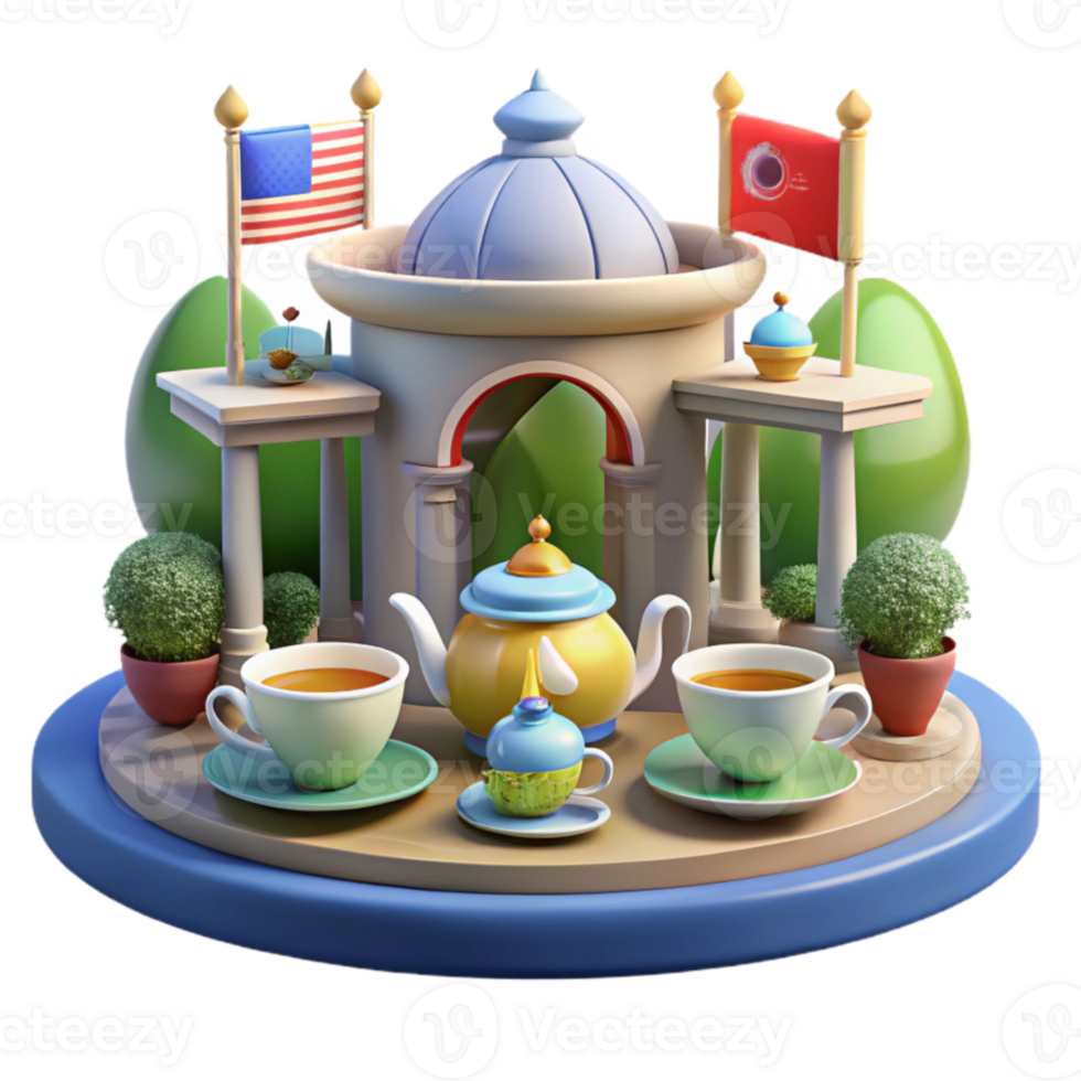 magnificent rustic Tea Time Pavilion A 3D Render of Tranquil Tea Ceremony high resolution png