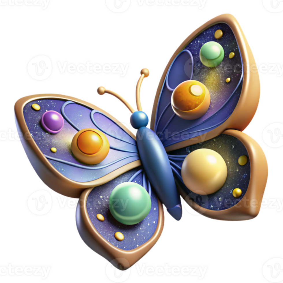 wonderful rustic Cosmic Butterfly 3D Render of Celestial Insect high resolution png