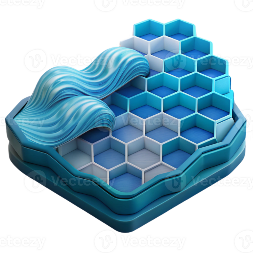 serene traditional Abstract Hexagon Wave Pattern, 3D Render detailed png