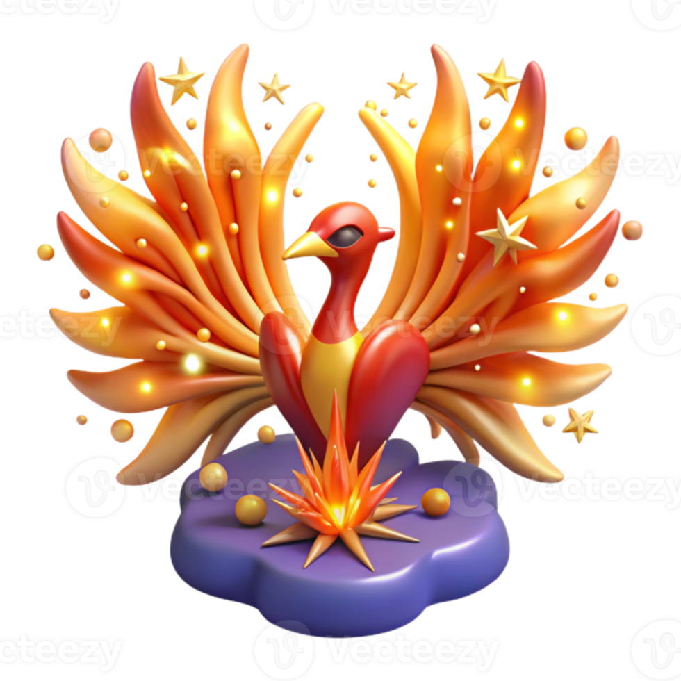 Mythical Phoenix 3D Render of a Firebird png