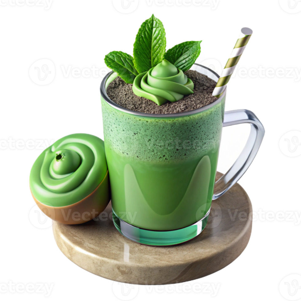 magnificent traditional Refreshing Matcha Mint Chill Iced Matcha Latte with Whipped Cream high resolution png