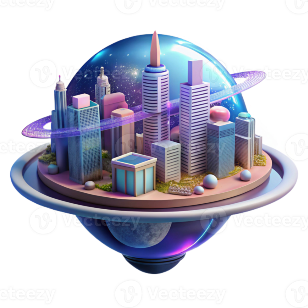 Futuristic Cityscape A 3D Render of a Modern Metropolis png
