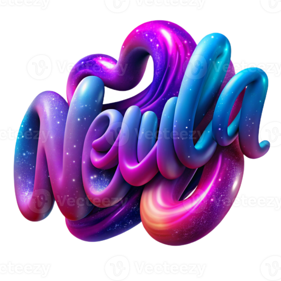 Cosmic Nebula 3D Galaxy Text Art png