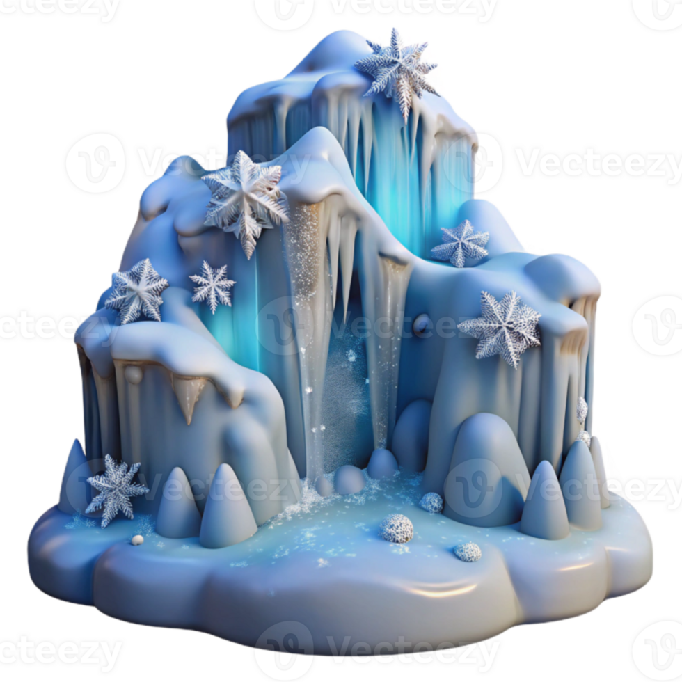 Enchanted Winter Wonderland 3D Ice Cave with Snowflakes png