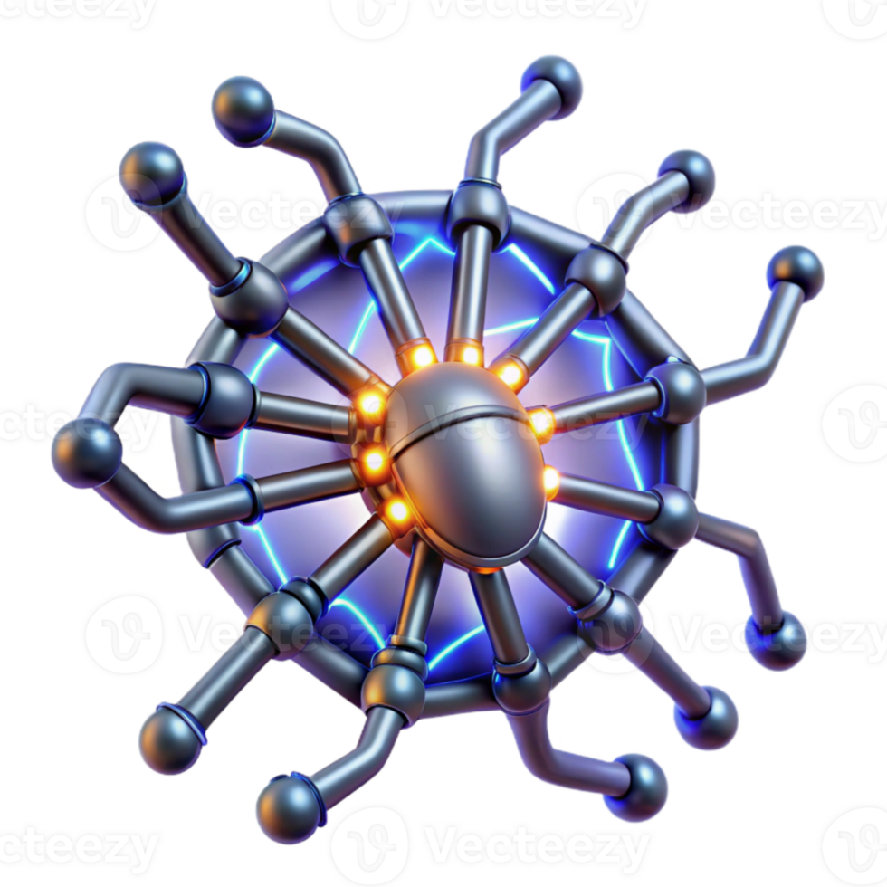 serene modern Futuristic Circular Mechanism with Tentacles 4K png