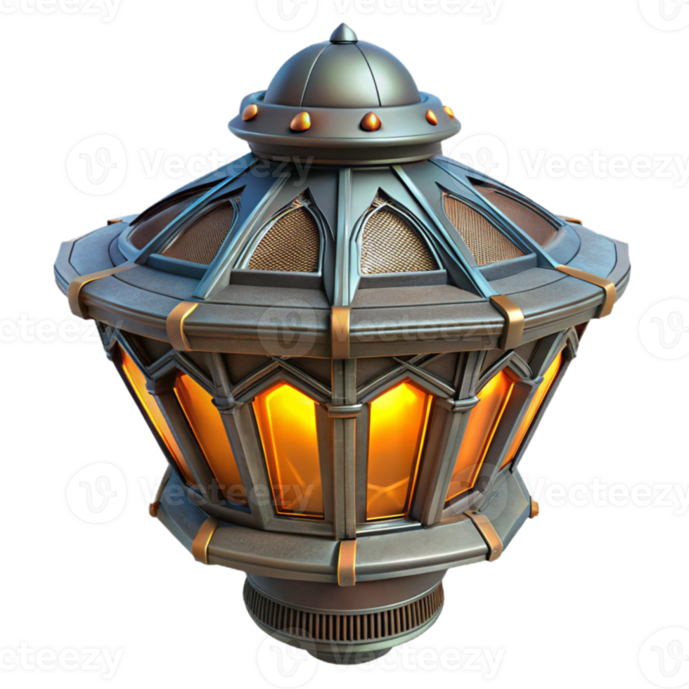 beautiful rustic Ornate Illuminated Lantern 3D Render authentic png