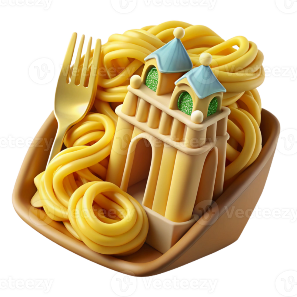 vibrant vintage Pasta Castle A Yummy 3D Render exclusive png